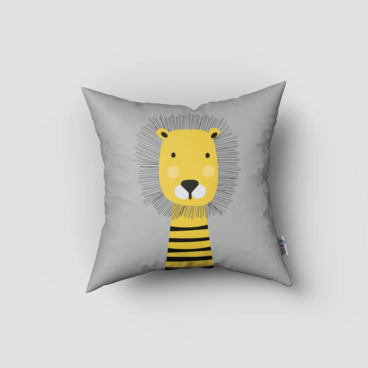 Aslan Kırlent Kılıfı | Gri siyah yele, çizgili vücut Desenli