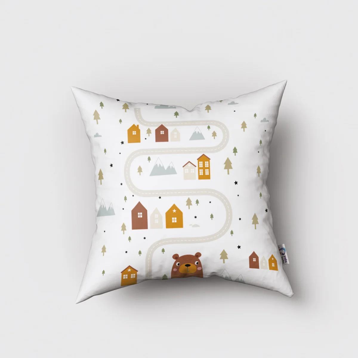 Orman Hayvanları Kırlent Kılıfı | Beyaz ayı, ev Desenli