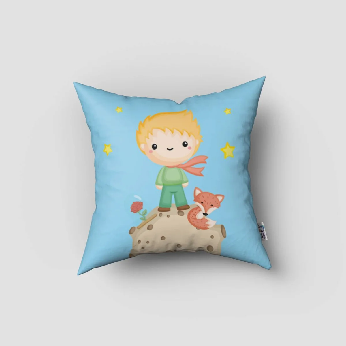 Küçük Prens Kırlent Kılıfı | Mavi yıldız, tilki Desenli