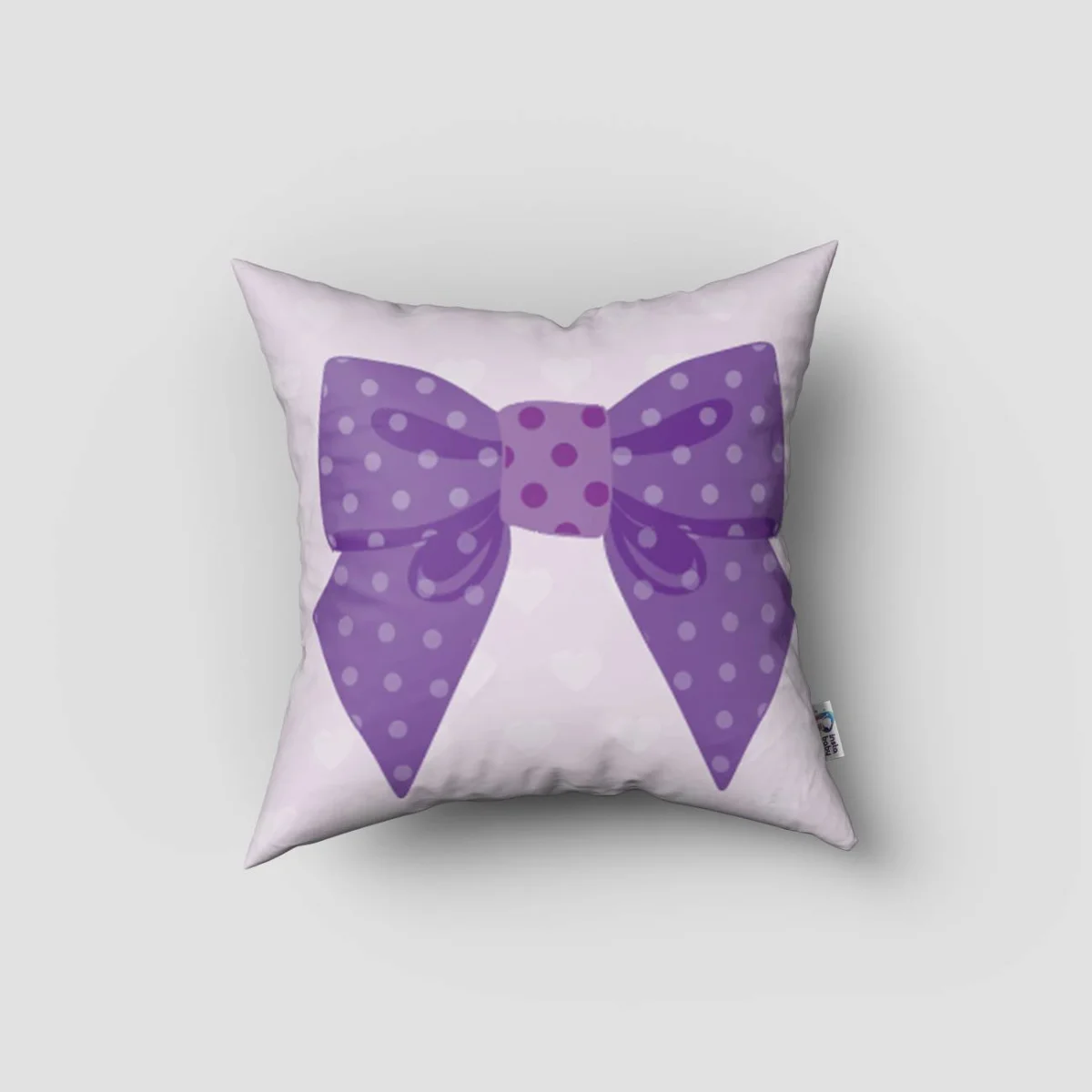 Prenses Kırlent Kılıfı | Lila Fiyonk, puantiye Desenli