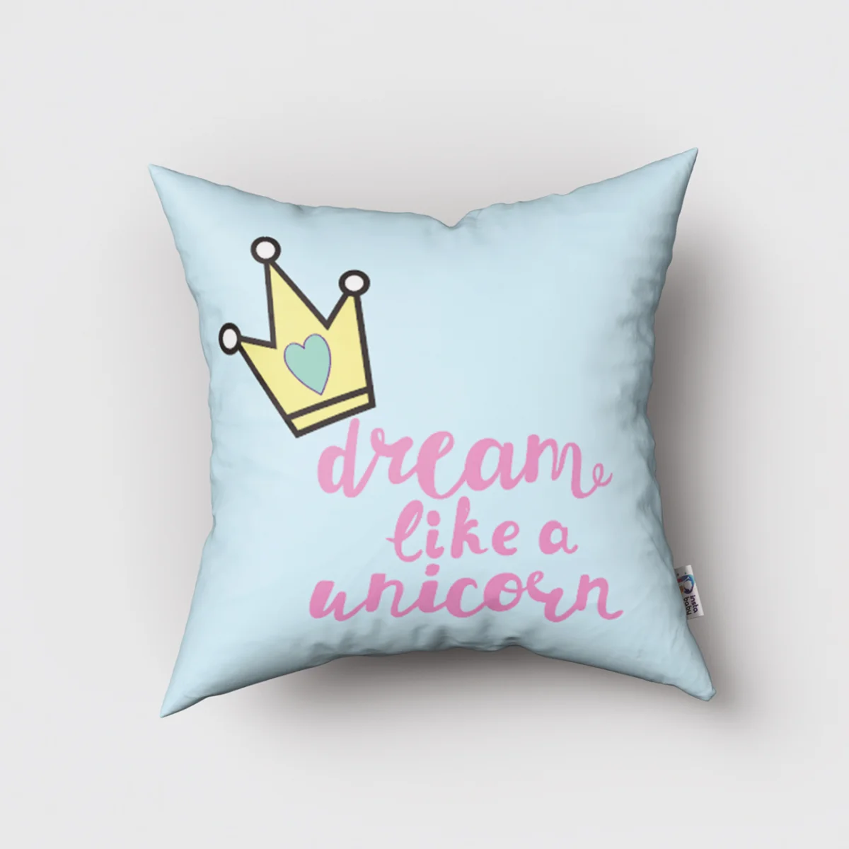 Unicorn Kırlent Kılıfı | Mavi gökkuşağı, bulutlar Desenli