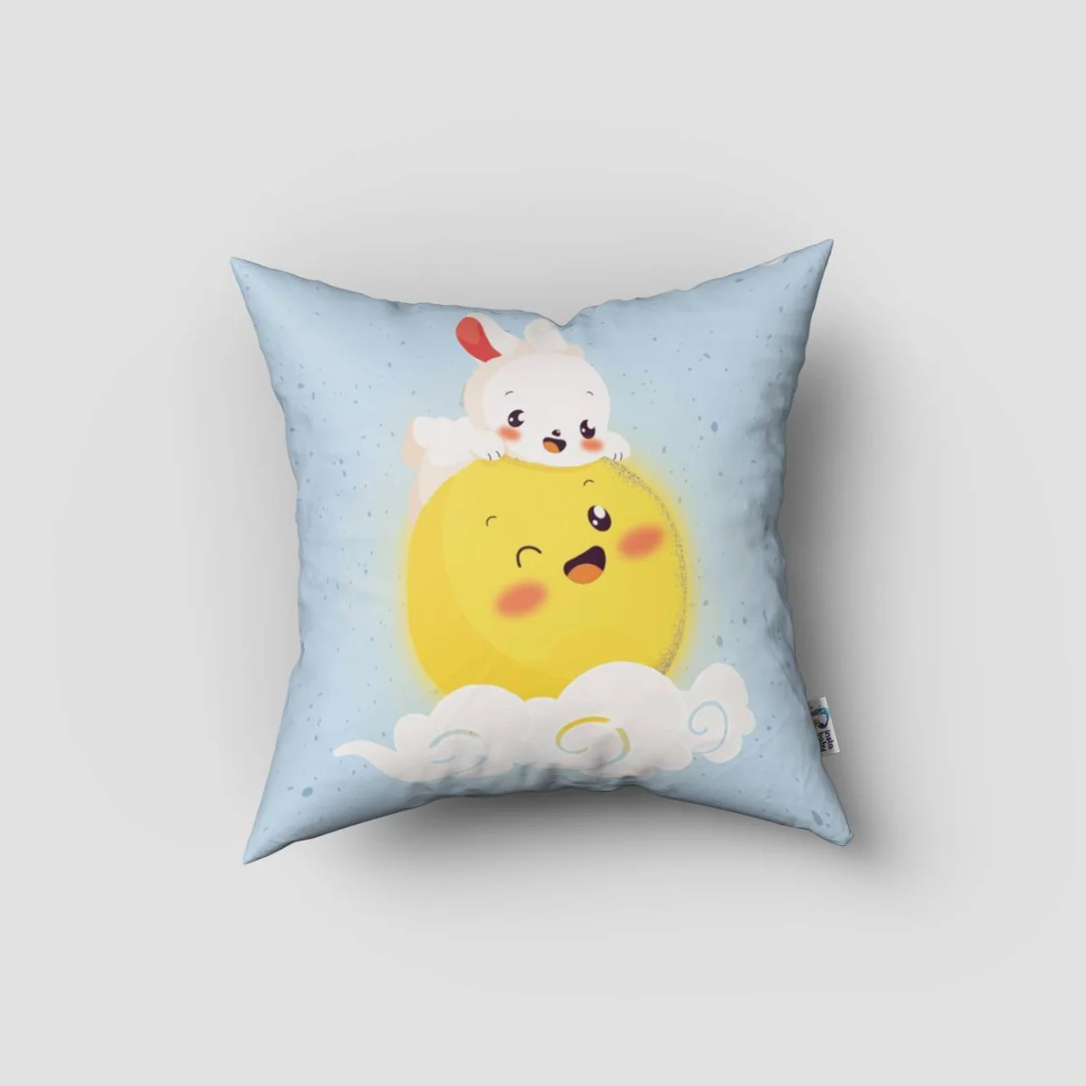 Ayda Tavşan Kırlent Kılıfı | Mavi yıldız, bulut Desenli