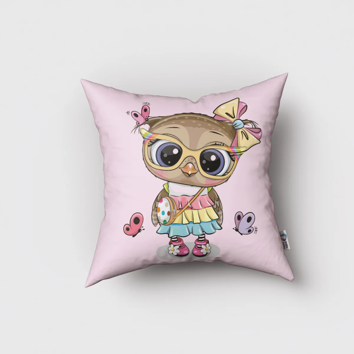 Sevimli Baykuş Kırlent Kılıfı | Pembe kelebekler, Sweet yazısı Desenli