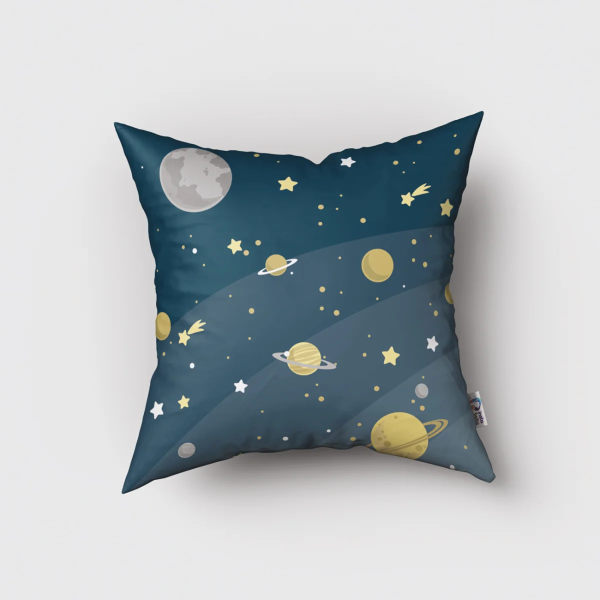 Uzay Kırlent Kılıfı | Mavi gezegenler, yıldızlar Desenli
