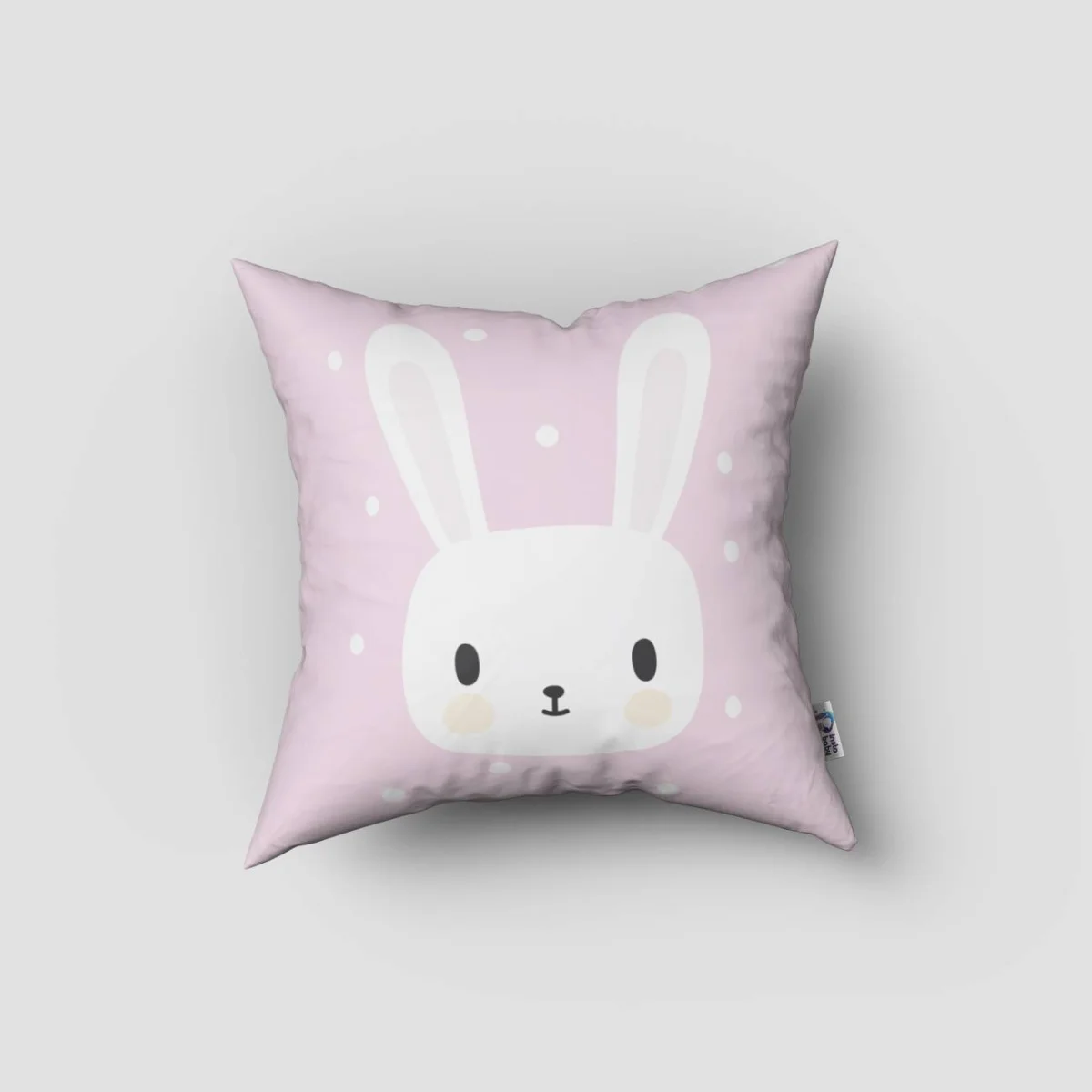 Tavşanlar Kırlent Kılıfı | Pembe puantiye Desenli