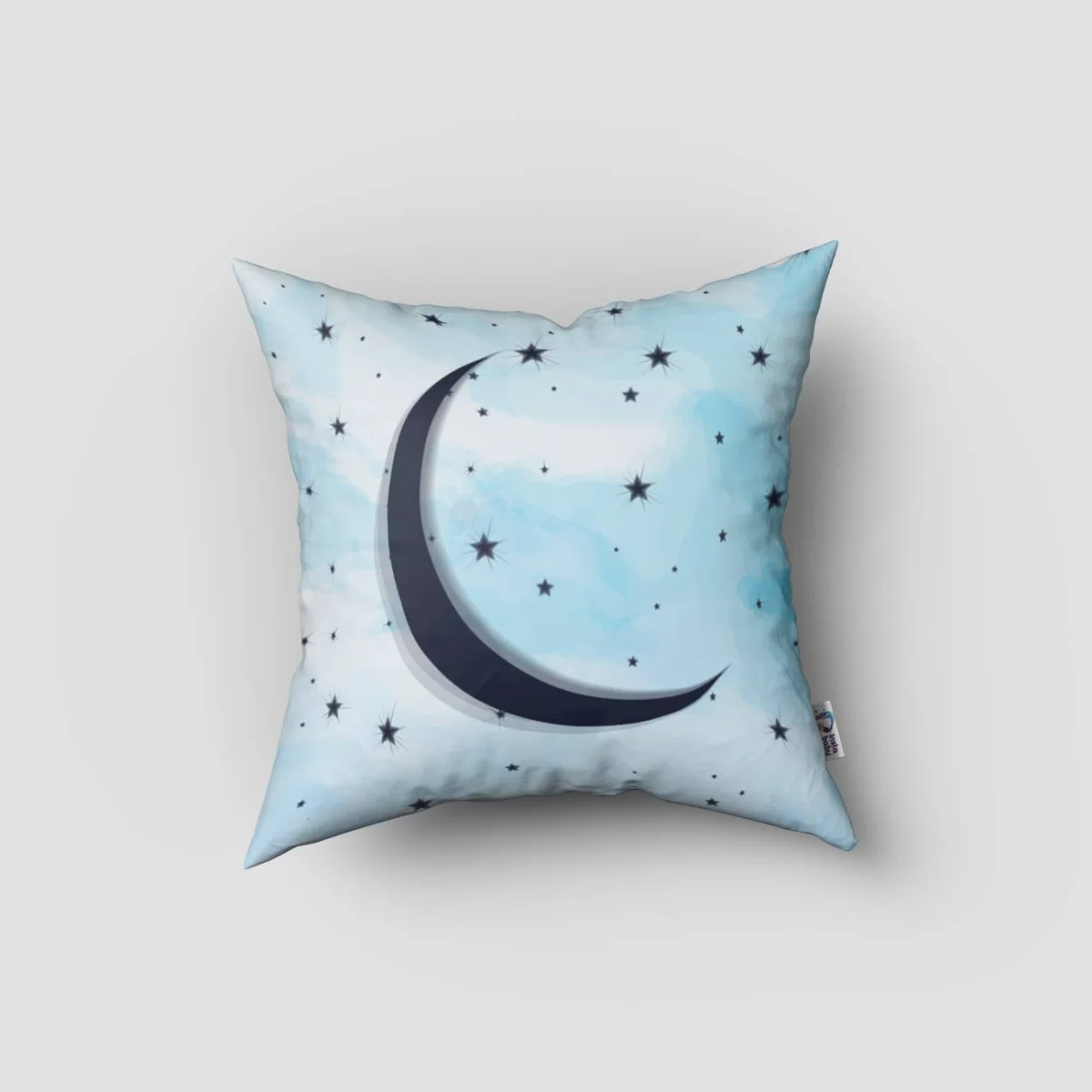 Ay ve Yıldızlar Kırlent Kılıfı | Mavi yıldızlar, ay Desenli