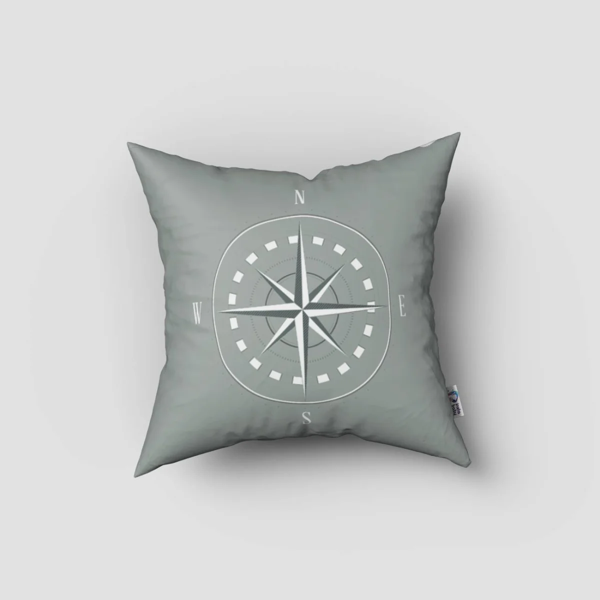 Dünya Haritası, Pusula Kırlent Kılıfı | Yeşil dünya haritası, pusula Desenli