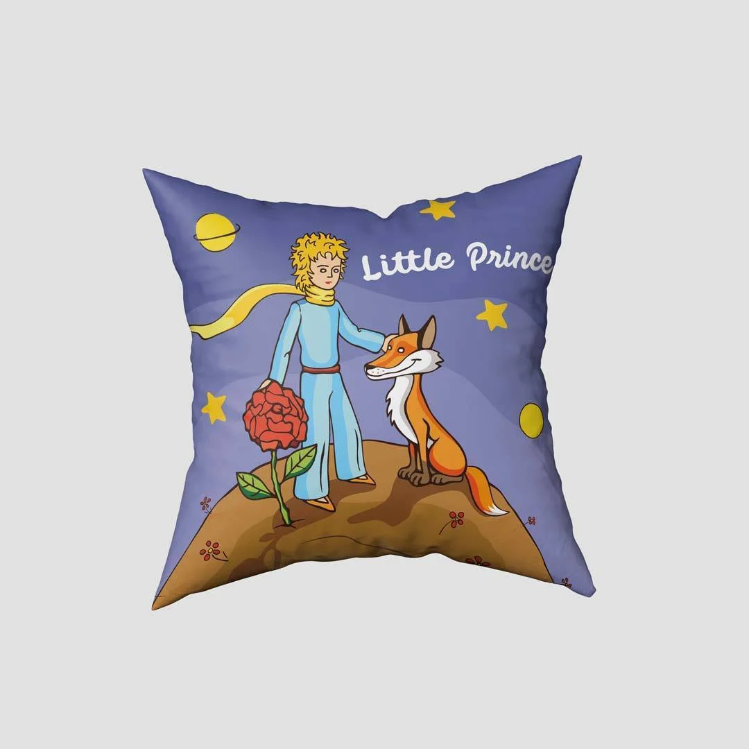 Küçük Prens Kırlent Kılıfı | Mor yıldız, gezegen Desenli