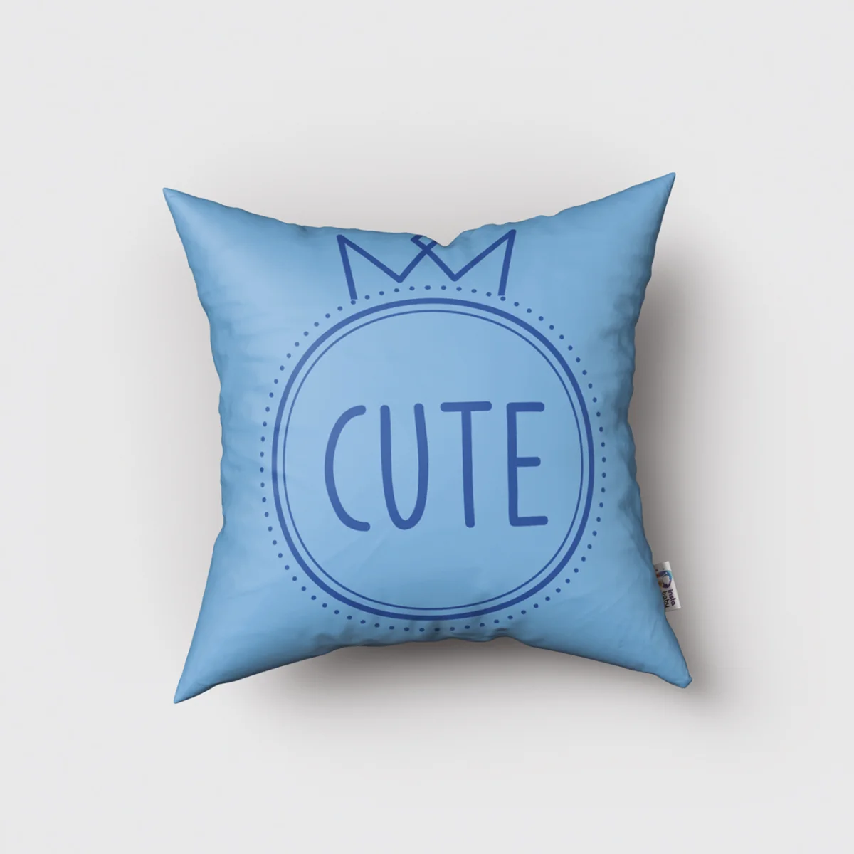 Taç Kırlent Kılıfı | Mavi yıldızlar, taç Desenli