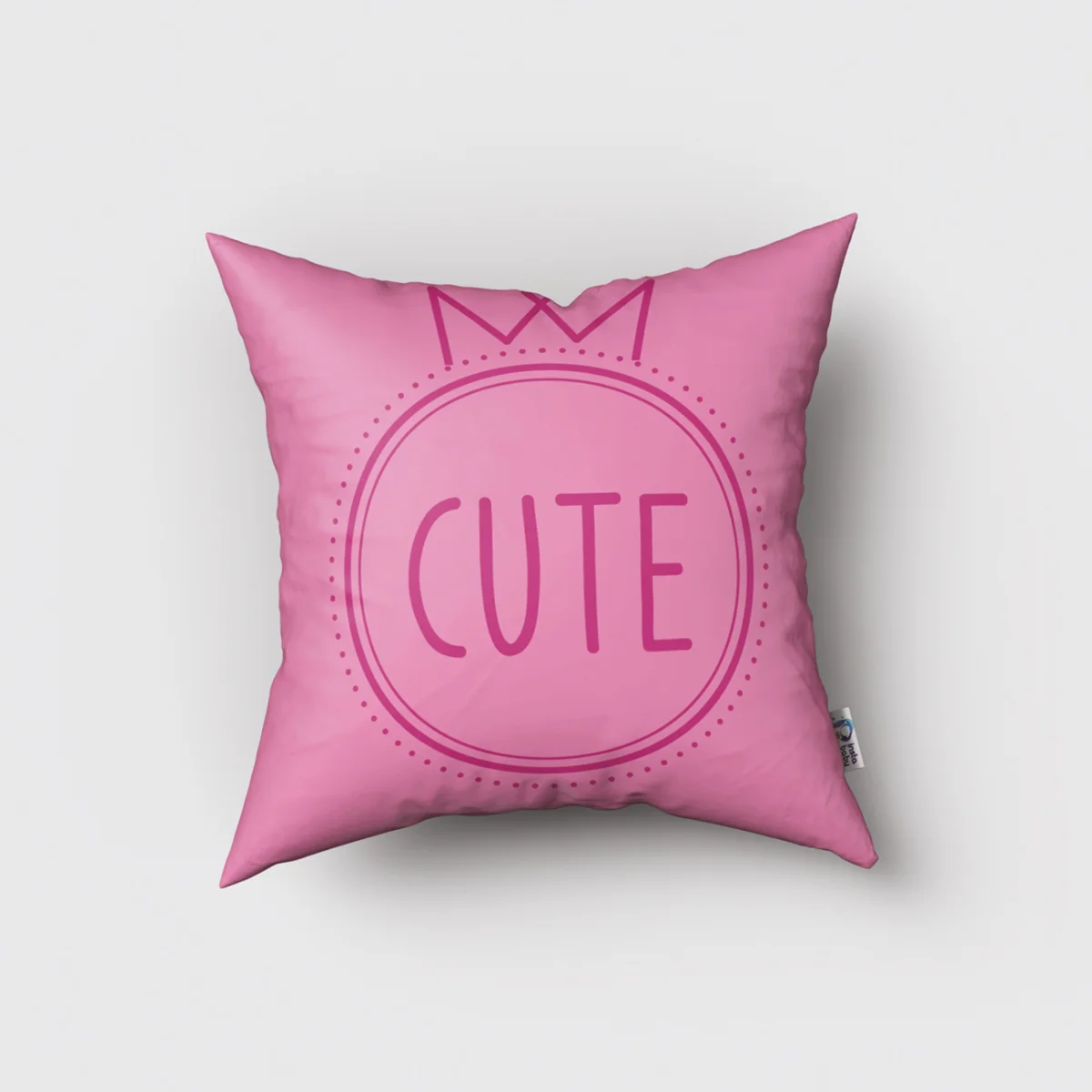 Prenses tacı Kırlent Kılıfı | Pembe yıldız, sevimli yazı Desenli