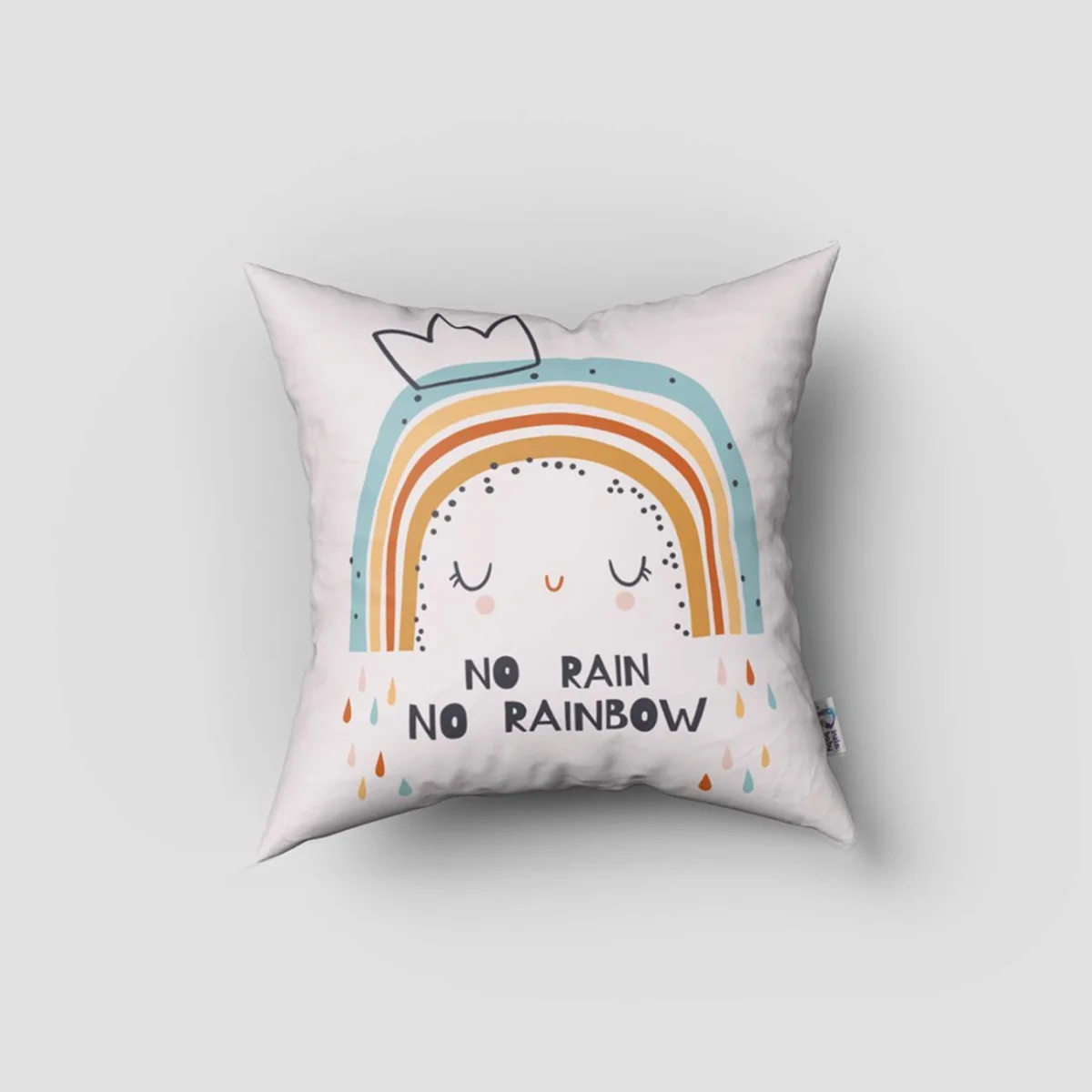 Gökkuşağı karakteri Kırlent Kılıfı | Beyaz Gökkuşağı, damla Desenli