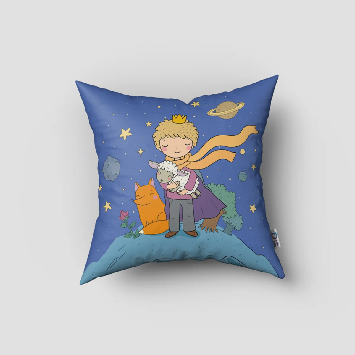 Küçük Prens, Uzay Kırlent Kılıfı | Mavi yıldız, gezegen Desenli