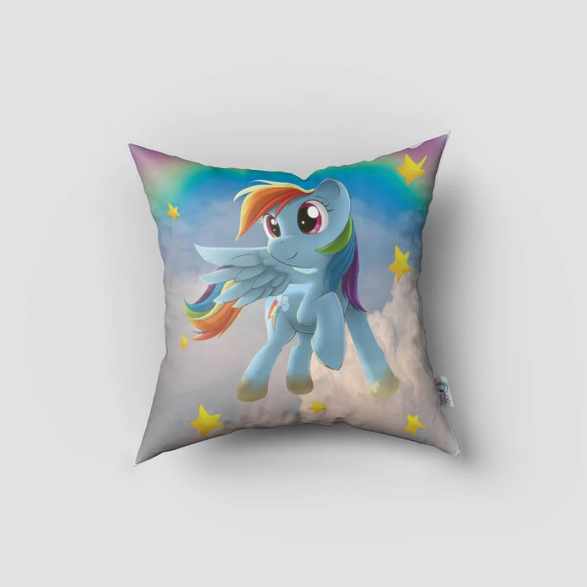 My Little Pony Kırlent Kılıfı | Mavi gökkuşağı, yıldızlar Desenli