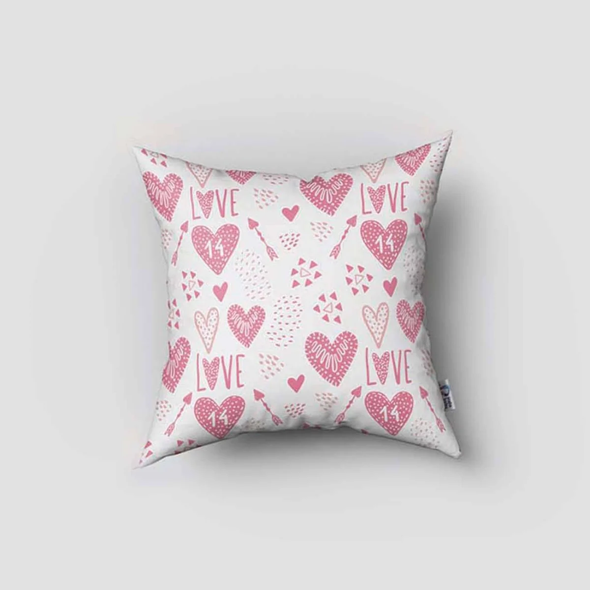 Balerin kız ve kedi Kırlent Kılıfı | Pembe kalpler, fiyonklar Desenli