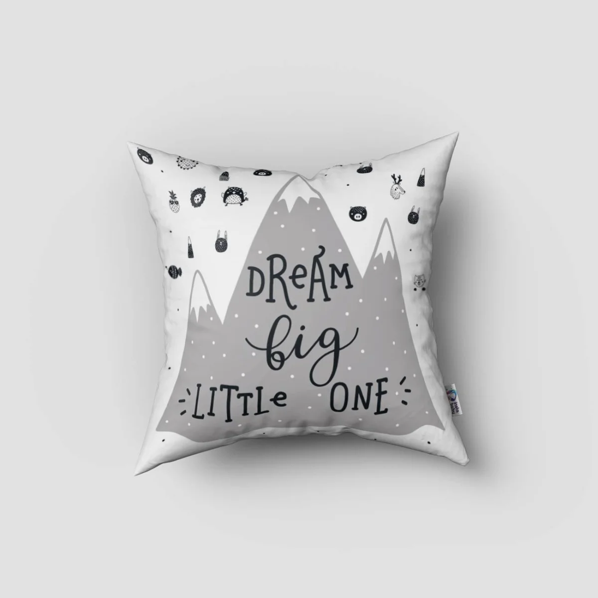 Orman Hayvanları, Dağlar Kırlent Kılıfı | Beyaz dağlar, kar taneleri Desenli