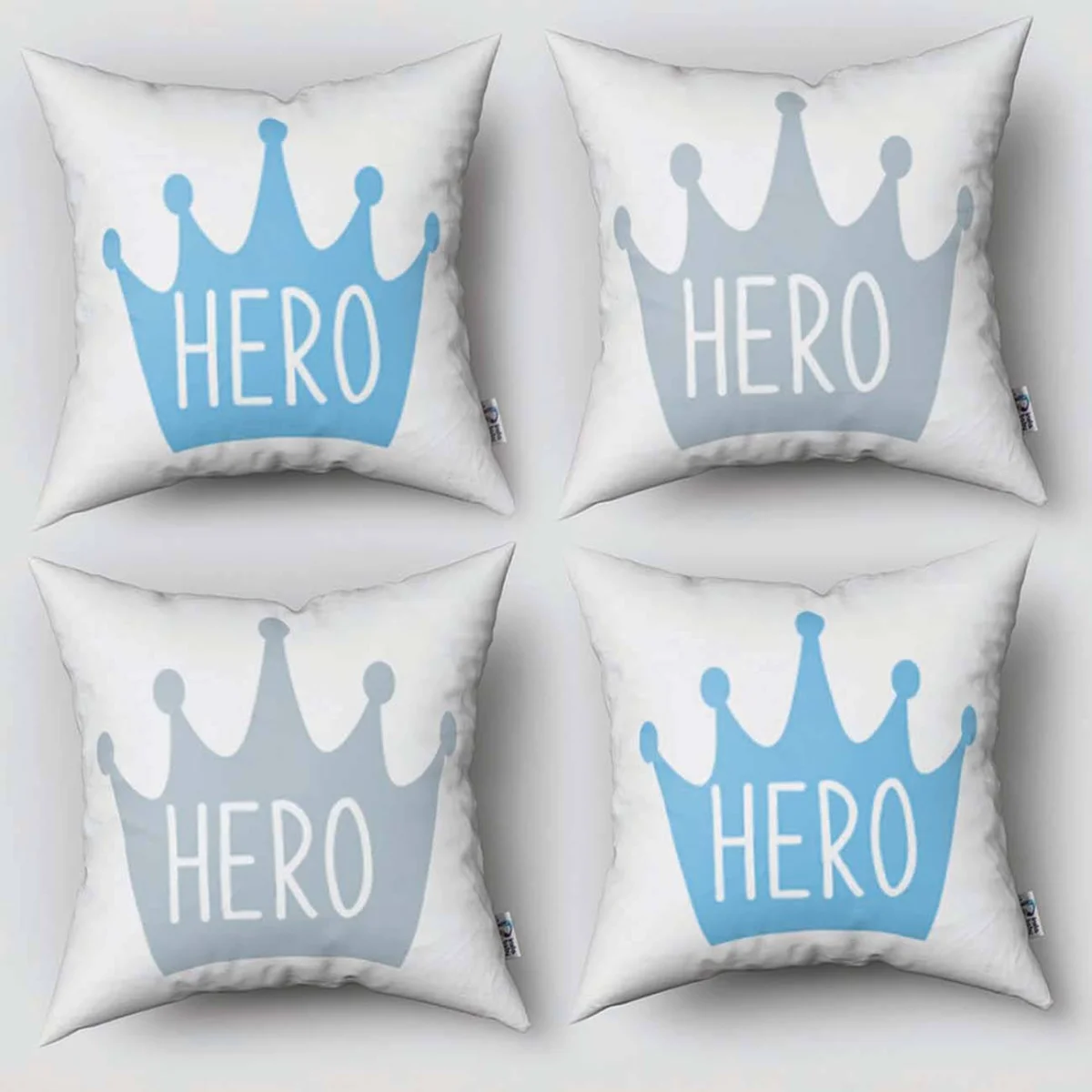 Kahraman (Hero) 4lü Kırlent | Mavi Taç, çizgili Desenli