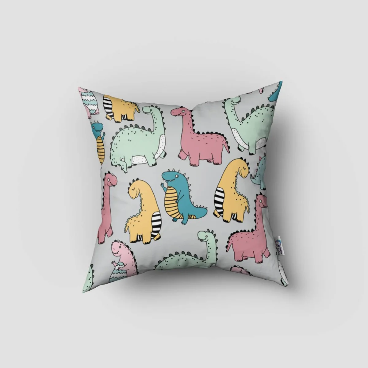 Dinozorlar Kırlent Kılıfı | Gri yok Desenli