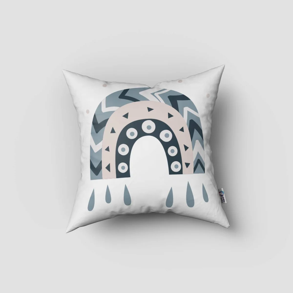 Gökkuşağı Kırlent Kılıfı | Beyaz Gökkuşağı, geometrik desenler Desenli